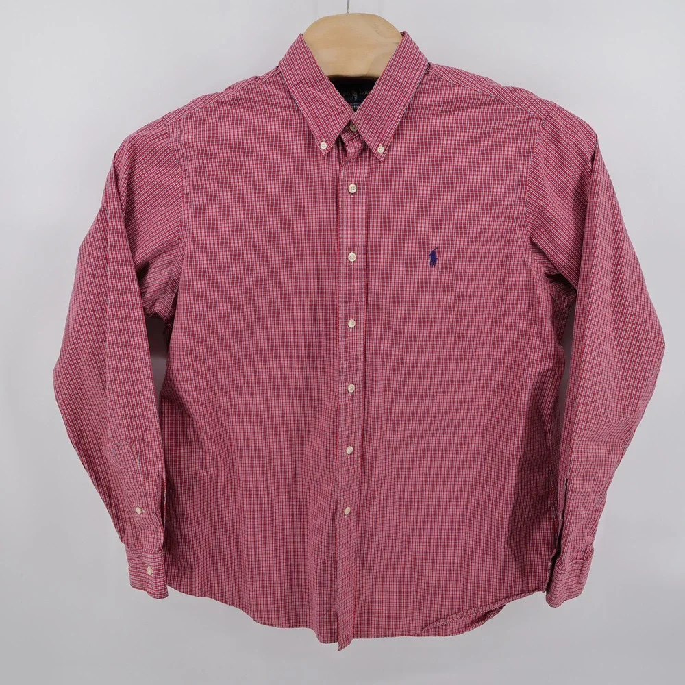Polo Ralph Lauren Custom Fit Plaid Button Down Red Long Sleeve Mens XL Shirt